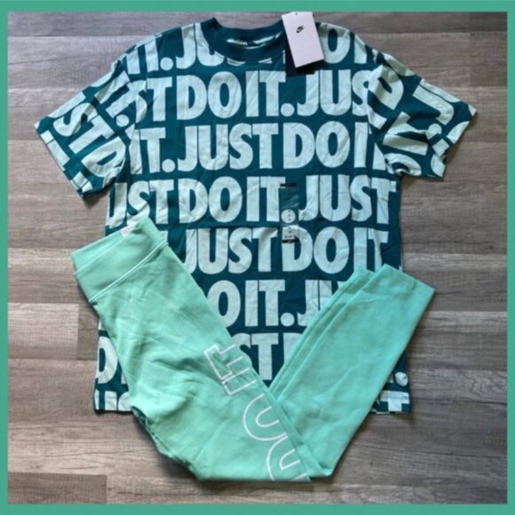 NWT NIKE JUST DO IT MATCHING SET WOMENS SIZE M TSHIRT LEGGINGS OUTFIT - Picture 4 of 8